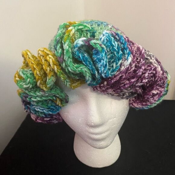 Handcrafted Crochet multi-color ruffle bucket hat - Picture 1 of 4